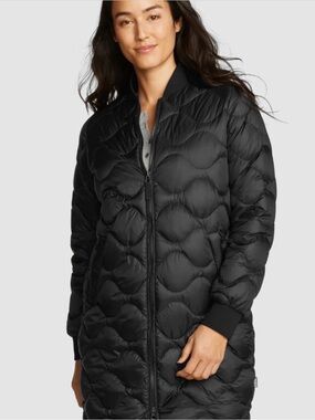 Eddie Bauer Women's Black Quilted Long Puffer Coat